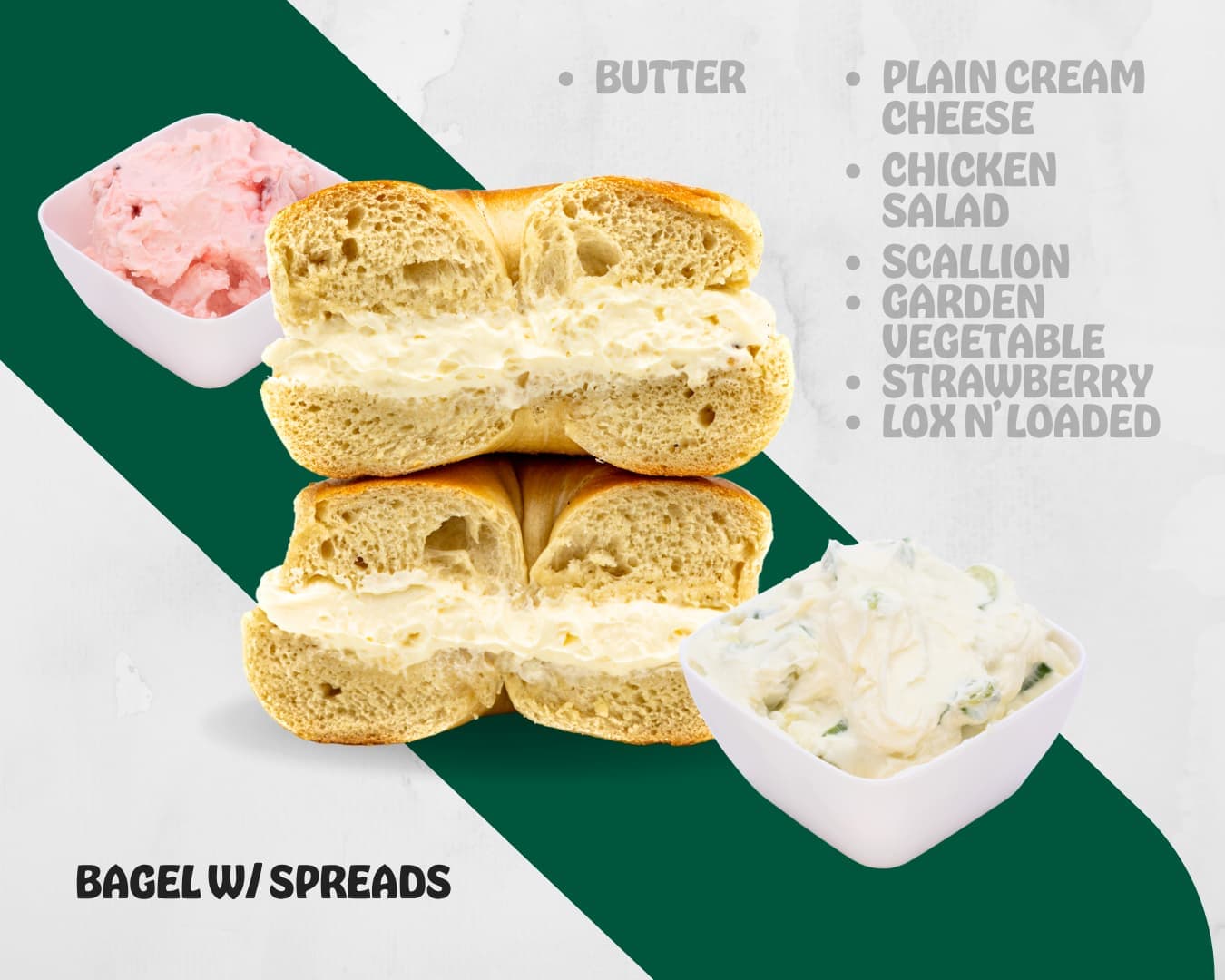 Classic O'Bagel with cream cheese spread